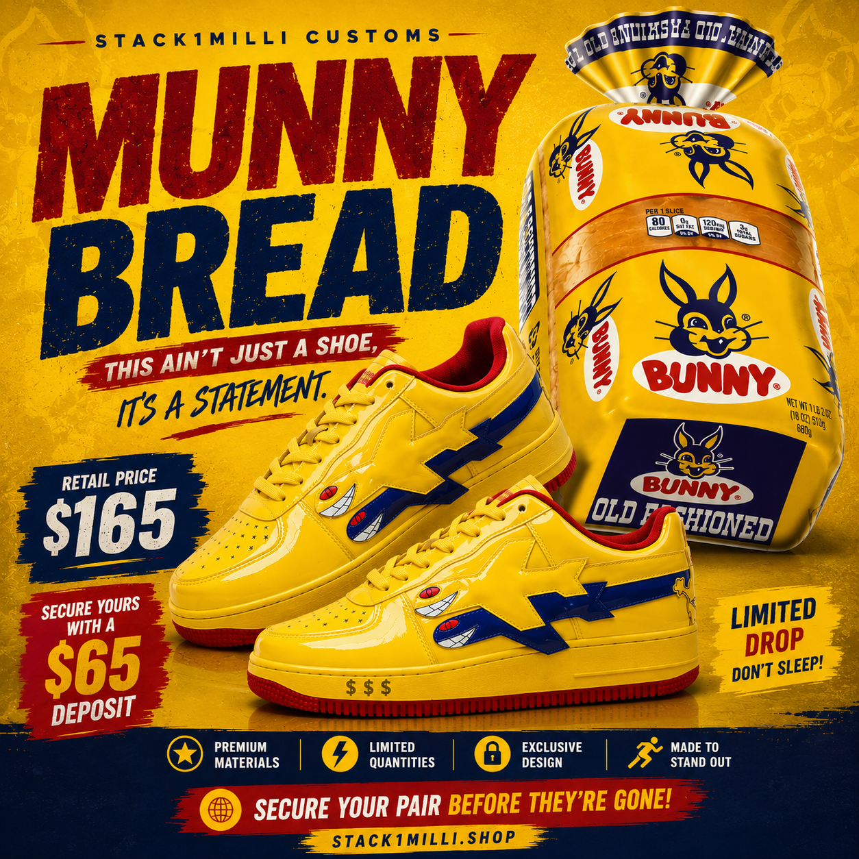 “Munny Bread” Low’s – VIP Reservation (Men & Boy Sizes)